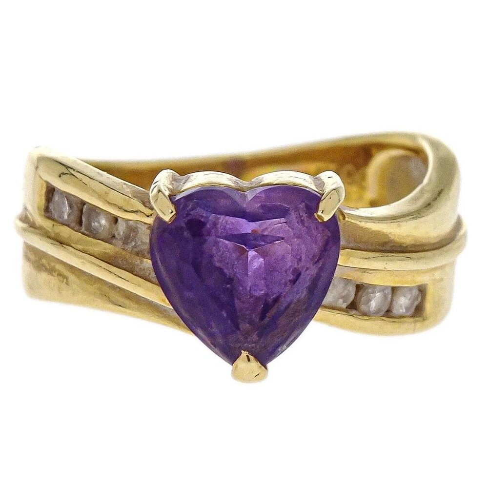 Ring 18K Amethyst Diamond Gold #46 Jewelry 155823